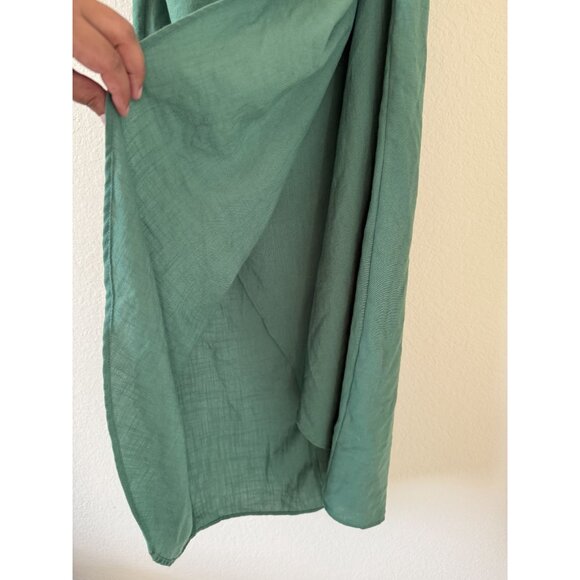 Zara Women's Gold Applique Cut Out Asymmetrical Dress in Kelly Green Size Medium - Picture 7 of 9